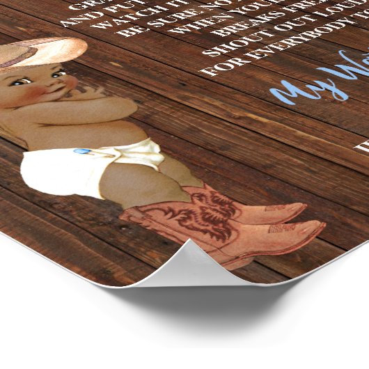 Mijn vliezen zijn gebroken AA Cowboy Baby Shower s Poster (Hoek)