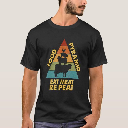 Mijn voedselpiramide Carnivore Koe Varkens T-shirt (Voorkant)
