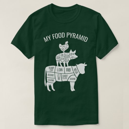Mijn voedselpiramide Funny Carnivore Koe Pig Chick T-shirt (Design voorkant)