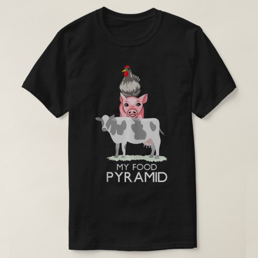 Mijn voedselpiramide Funny Carnivore Koe Pig Chick T-shirt (Design voorkant)