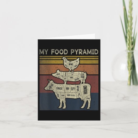 Mijn Voedselpiramide - Grappige Bbq Grap - Koe Var Kaart (Voorkant)