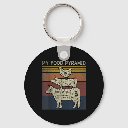 Mijn Voedselpiramide - Grappige Bbq Grap - Koe Var Sleutelhanger (Voorkant)