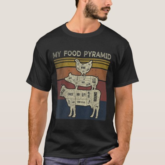 Mijn Voedselpiramide - Grappige Bbq Grap - Koe Var T-shirt (Voorkant)