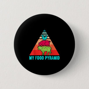 Mijn Voedselpiramide Koe Varken Kip Grappig Bbq Ro Ronde Button 5,7 Cm