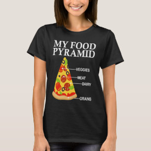 Mijn voedselpiramide pizzapunt pizza voor vrouwen t-shirt