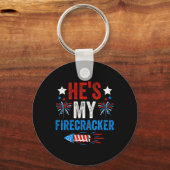 Mijn voetzoeker zijn en haar 4 juli koppels sleutelhanger (Voorkant)