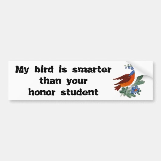 Mijn vogel is slimmer dan je eerling student bumpersticker (Voorkant)