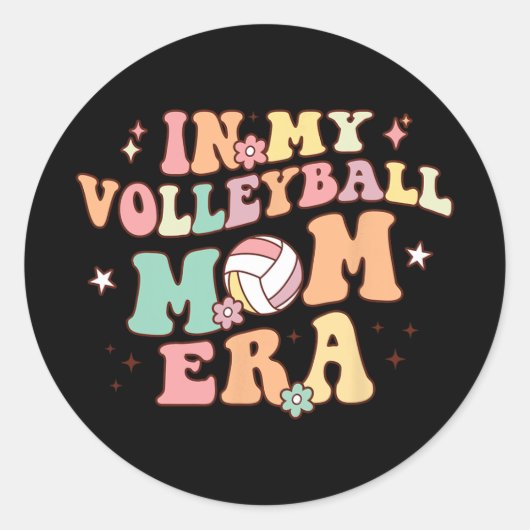 Mijn Volleybal Moeder Era Game Dag Schattige Retro Ronde Sticker (Voorkant)