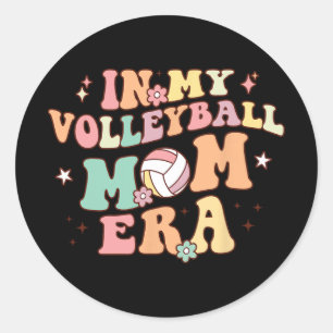 Mijn Volleybal Moeder Era Game Dag Schattige Retro Ronde Sticker