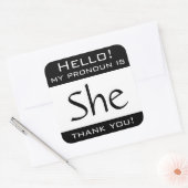 Mijn voornaamwoord is ZIJ Vierkante Sticker (Envelop)