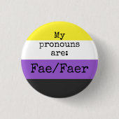 Mijn voornaamwoorden zijn: Fae/Faer - Nonbinary Vl Ronde Button 3,2 Cm (Voorkant)
