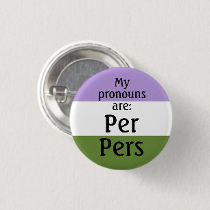 Mijn voornaamwoorden zijn: Per Pers - genderqueer Ronde Button 3,2 Cm