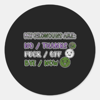 Mijn voornaamwoorden zijn Trio Genderqueer Flag Co Ronde Sticker