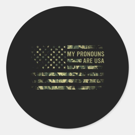 Mijn voornaamwoorden zijn USA 4th of July Amerikaa Ronde Sticker (Voorkant)