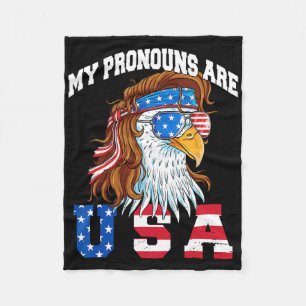 Mijn voornaamwoorden zijn Usa Adelaar Amerikaans G Fleece Deken