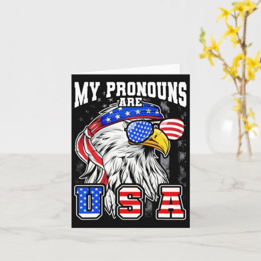 Mijn voornaamwoorden zijn Usa Adelaar Amerikaans G Kaart (Gele Bloem)