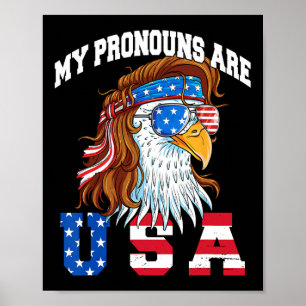Mijn voornaamwoorden zijn Usa Adelaar Amerikaans G Poster