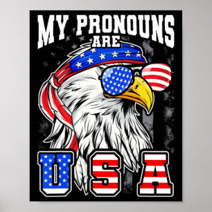 Mijn voornaamwoorden zijn USA Eagle American Funny Poster