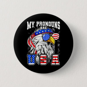 Mijn voornaamwoorden zijn USA Eagle American Funny Ronde Button 5,7 Cm