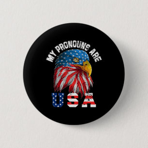 Mijn voornaamwoorden zijn USA Funny Eagl 4th of Ju Ronde Button 5,7 Cm