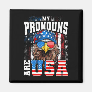 Mijn voornaamwoorden zijn USA Patriotic Eagle Funn Magneet