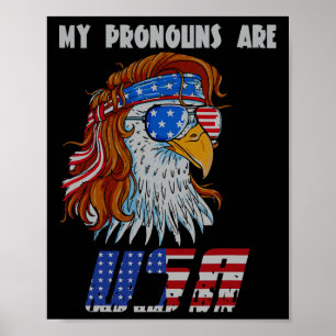 Mijn voornaamwoorden zijn Usa-vlag George Washingt Poster