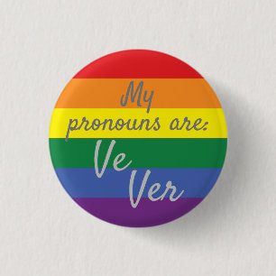 Mijn voornaamwoorden zijn: Ve Ver - Regenboogvlag Ronde Button 3,2 Cm