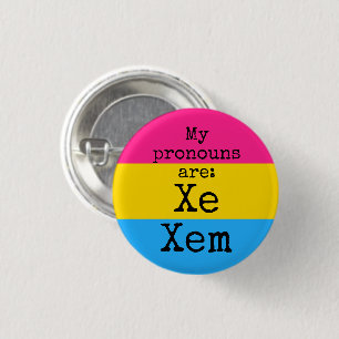 Mijn voornaamwoorden zijn: Xe Xem - panseksuele vl Ronde Button 3,2 Cm