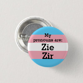 Mijn voornaamwoorden zijn: Zie Zir - Transvlag Ronde Button 3,2 Cm