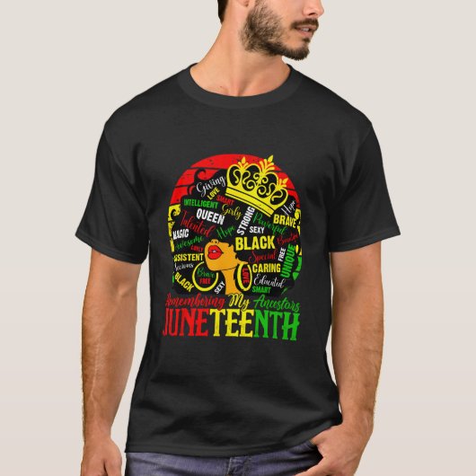 Mijn Voorouders Herdenken Junenth Vier Zwarte T-shirt (Voorkant)