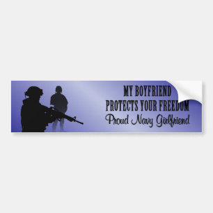 Mijn vriend beschermt je vrijheid (Navy Girlfrien) Bumpersticker
