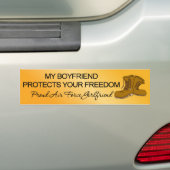 Mijn vriend beschermt uw vrijheid bumpersticker (Op auto)