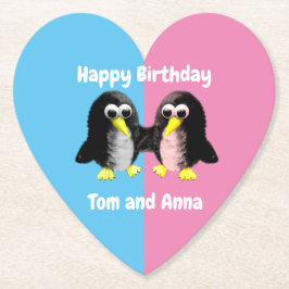 Mijn vriend de pinguïn, gepersonaliseerd voor Twin Kartonnen Onderzetters