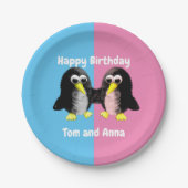 Mijn vriend de pinguïn, gepersonaliseerd voor Twin Papieren Bordje (Voorkant)