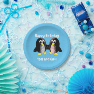 Mijn vriend de pinguïn, gepersonaliseerd voor Twin Papieren Bordje