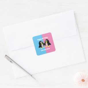 Mijn vriend de pinguïn, gepersonaliseerd voor Twin Vierkante Sticker