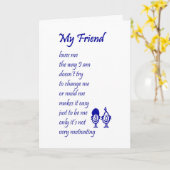 Mijn vriend - een grappig denken aan je gedicht kaart (Gele Bloem)