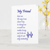 Mijn vriend - een grappig denken aan je gedicht kaart (Gele Bloem)
