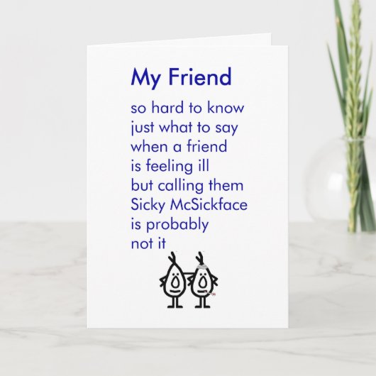 Mijn Vriend - grappig wordt goed gedicht Kaart (Voorkant)