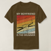 Mijn vriend is de Drummer Drum Player-cadeaus T-shirt (Design voorkant)