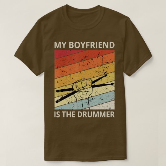Mijn vriend is de Drummer Drum Player-cadeaus T-shirt (Design voorkant)