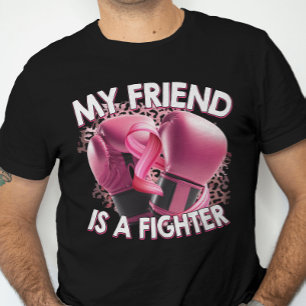 Mijn vriend is een Fighter Breast Cancer Pink Ribb T-shirt