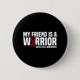 Mijn vriend is een Warrior Burgundy Ribbon Sickle Ronde Button 5,7 Cm
