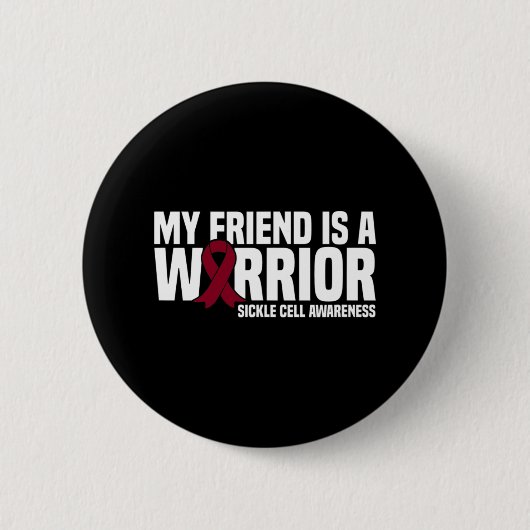 Mijn vriend is een Warrior Burgundy Ribbon Sickle  Ronde Button 5,7 Cm (Voorkant)
