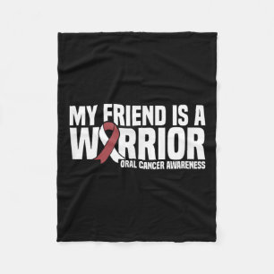 Mijn vriend is een Warrior Burgundy White Cancer Fleece Deken