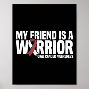 Mijn vriend is een Warrior Burgundy White Cancer Poster