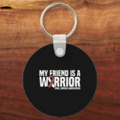 Mijn vriend is een Warrior Burgundy White Cancer Sleutelhanger (Voorkant)