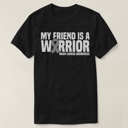 Mijn vriend is een Warrior Grey Ribbon Brain Cance T-shirt (Design voorkant)