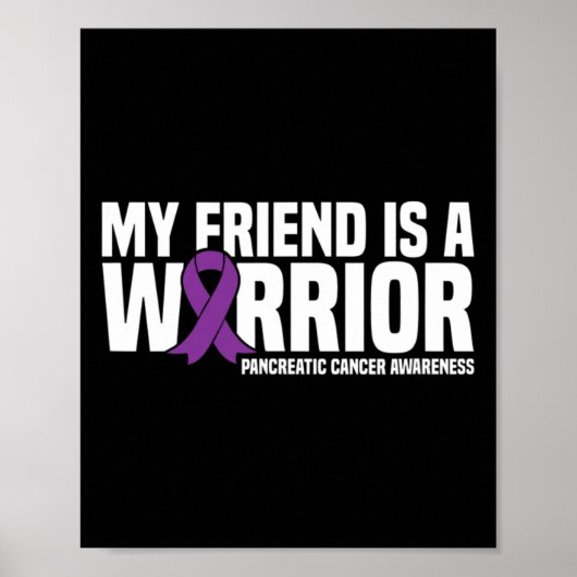 Mijn vriend is een Warrior Pancreatic Cancer Aware Poster (Voorkant)