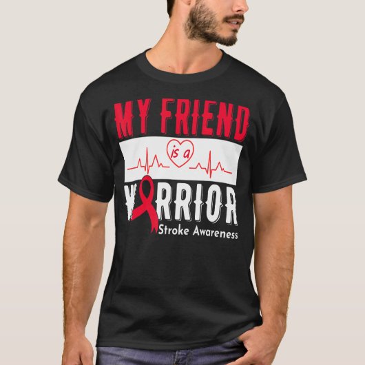 Mijn vriend is een Warrior Stroke Awareness Sur T-shirt (Voorkant)